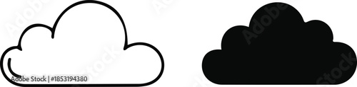 Two cloud icons, one outlined white and the other solid black, representing weather or cloud storage concepts