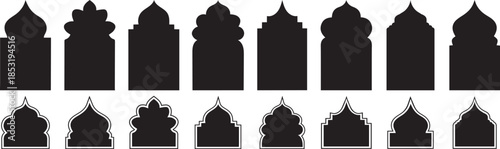 Set of islamic shape illustration design blank islamic shape template vector. Islamic vector shape of a window or door arch. Arab frame set. Ramadan kareem. 