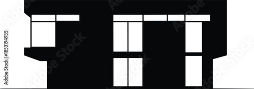 Modern Cubist House Silhouette Icon Vector Illustration Isolated on White Background for Real Estate Architecture Contemporary Living and Luxury Property Concepts (21 words)
