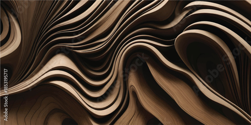 Luxury Black Abstract Carved Wooden Wave Texture Background for Premium Door Panels Interior Walls and High End Architectural Design Projects