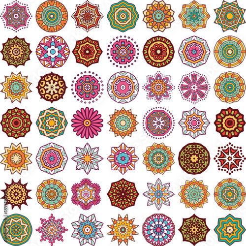 Collection of Colorful Small Mandala Designs circular