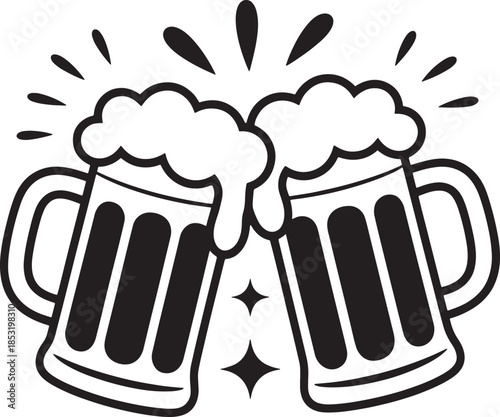 Beverage Mug Cheers Icon with Foam Splash for Party and Celebration