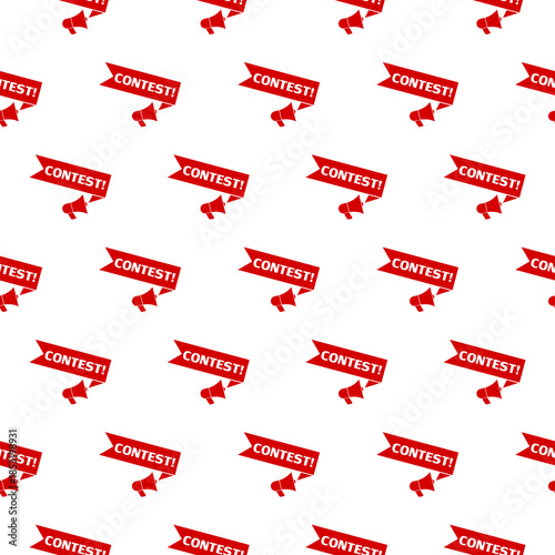 Megaphone with contest speech bubble seamless pattern isolated on white background