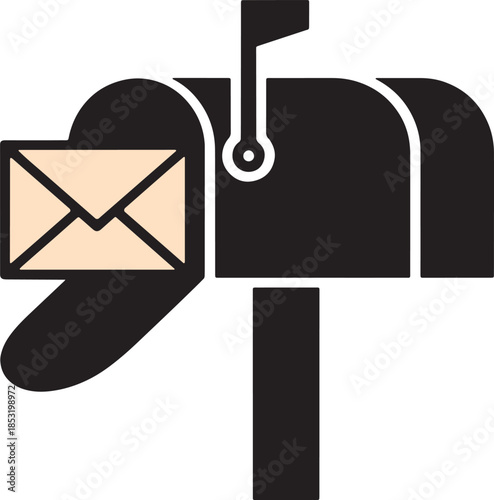 Mailbox with Envelope Icon for Email, Post, and Message Notification