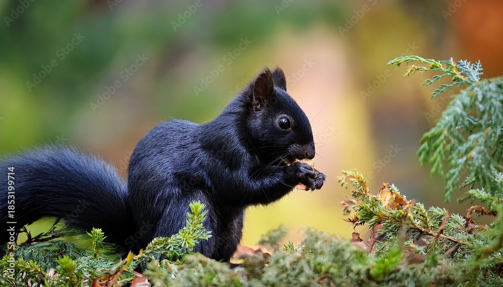 Fototapeta premium Black Squirrel Eating