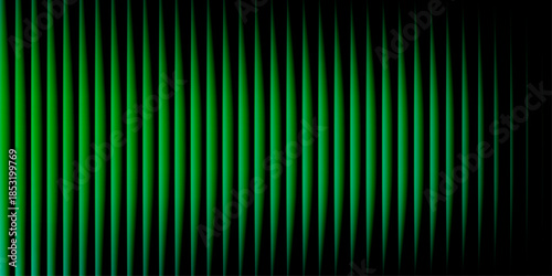 Abstract dark and green background with vertical gradient stripes, featuring a modern geometric rib pattern design