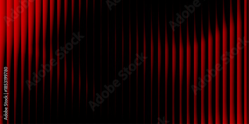Abstract Red and Black Vertical Stripes Background, Ribbed Glass Texture with Glitch Distortion, Modern Fluted Motion Blur for Digital Tech Design.