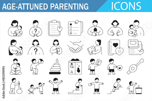 Parent Child Development Outline Symbols Icon Set
