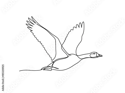 Flying Goose in Continuous Line Art Style