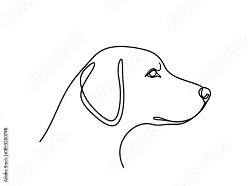 Dog Head Line Art Illustration Isolated on White