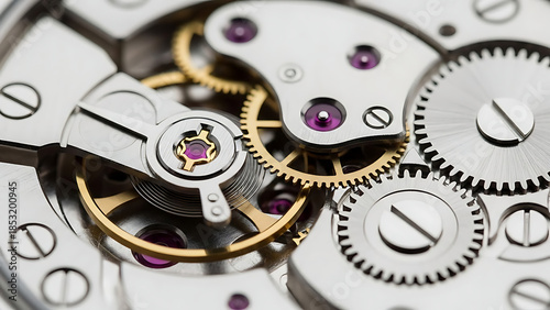 Wallpaper Mural Detailed macro shot of a sophisticated mechanical watch movement, showcasing intricate gears and internal components. Torontodigital.ca