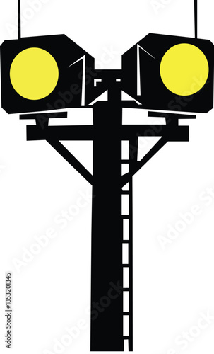 Silhouette Vector of stadium floodlight towers, spotlight, arena lighting Pole. sports ground.
