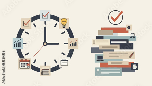 Time Management and Task Completion Illustration.