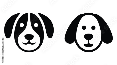 Cute dog face icons black and white vector illustration pet animals. vector illustration of a dog