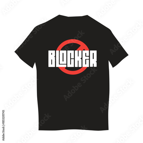 Black T Shirt with 'BLOCKER' Text and No Symbol