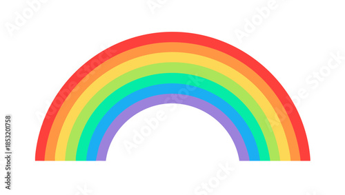 Vibrant Rainbow Arching Across a White Background with Seven Distinct Colors