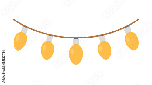 Festive yellow string lights glowing brightly on a simple white background, perfect for holiday and celebration decor