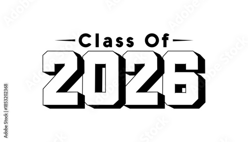 Hand drawn text illustration for class of 2026 graduation, class of 2026 badge vector.