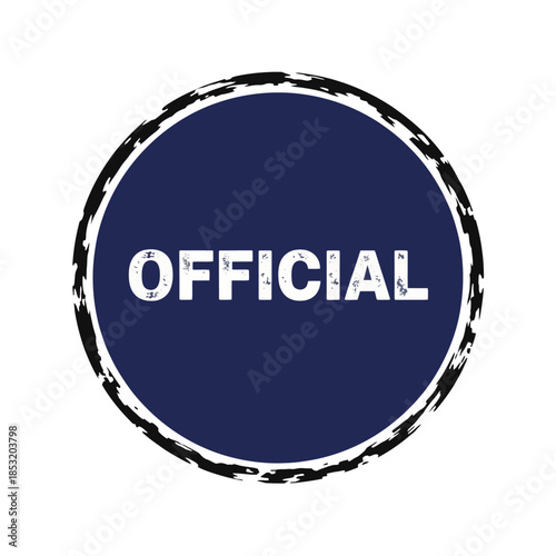 Official navy blue circular badge with white text and metallic rim for authentic authorized certification formal approval government legitimate recognition seal