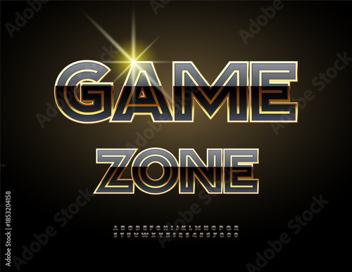 Vector Elite logo Game Zone. Premium Black and Gold Font. Chic Cool Alphabet Letters and Numbers set