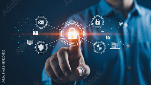 Businessman Touching Virtual AI Interface Connecting Global Digital Technology Systems