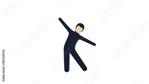 Stylized Figure Stretching or Dancing with Arms Outstretched.