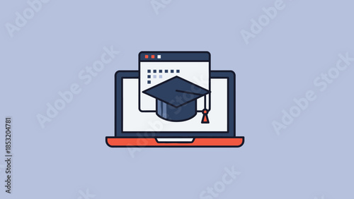 Online Education and E-learning Platform with Graduation Cap.
