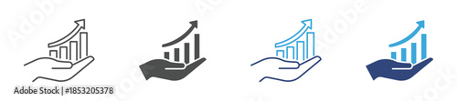 Hand with Growth Chart Icon, Business Investment and Financial Growth Concept Icon, Revenue Increase, Vector Illustration