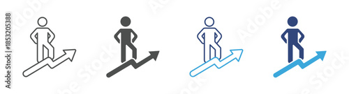 Career Growth Icon, Professional Development and Success Path Concept Icon, Vector Illustration