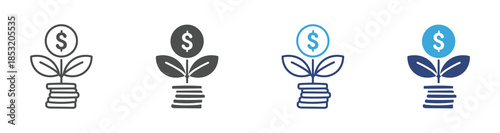 Investment Growth Icon, money tree icon ,  Financial Profit and Revenue Increase Concept Icon, Vector Illustration