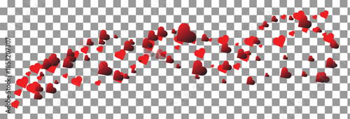 Red gradient love shaped for valentine's day illustrator transparent background