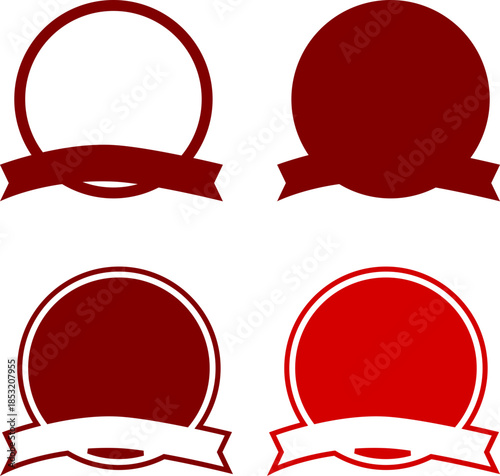Maroon Circular Badge With Banner Sets