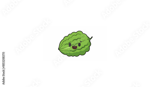 Cute bitter melon cartoon vector illustration isolated on white background