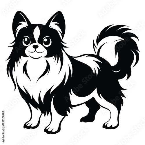 japanese chin line art silhouette vector illustration