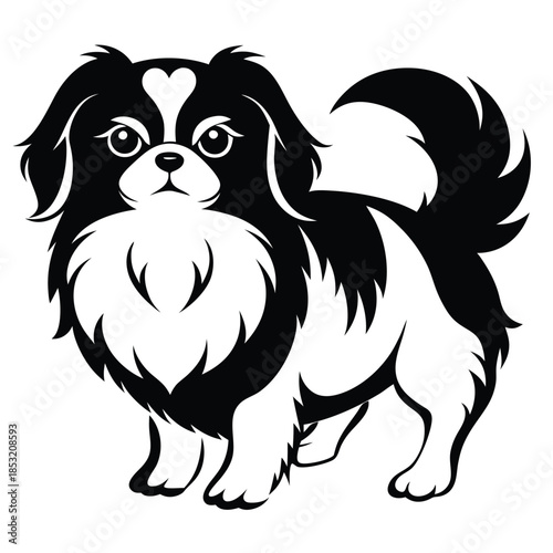 japanese chin line art silhouette vector illustration