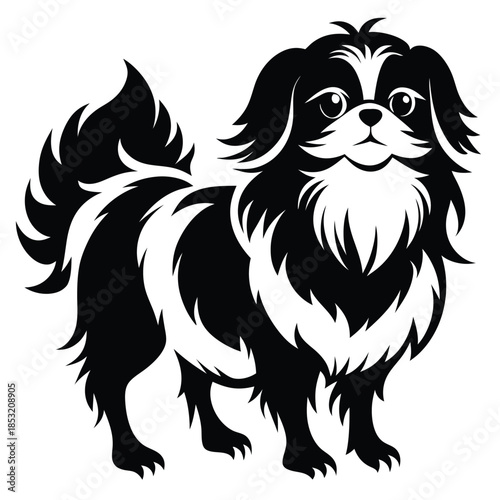 japanese chin line art silhouette vector illustration