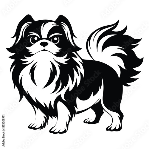 japanese chin line art silhouette vector illustration