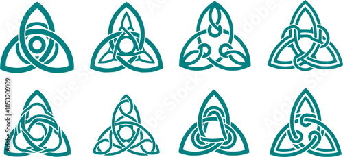 Celtic trinity knot vector icons set on white background. Celtic trinity symbol. Vector 10 EPS.

