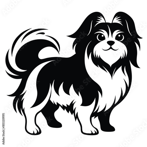 japanese chin line art silhouette vector illustration
