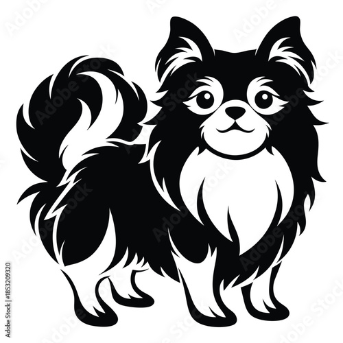 japanese chin line art silhouette vector illustration