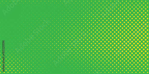 Background with dots halftone pattern of green and yellow dots in gradient colors. Abstract vector halftone pattern background with color gradation and half tone texture