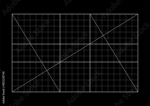 Abstract Black Background Diagonal Geometric Grid Blueprint Structure.