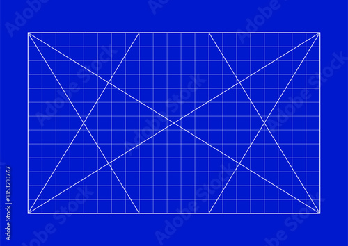 Line Proportional Diagonal Grid Design Layout Vector Template on a Blue Background.