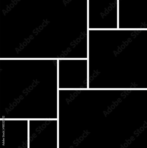 Black Color Asymmetrical Modern Grid Composition Layout Structure for Design.