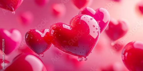 A close-up of heart-shaped candy pieces with a soft focus on the one in the center