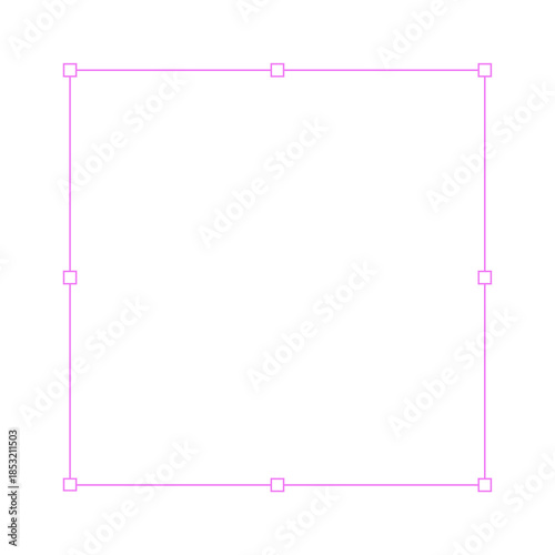 Adjustable Pink Selection Box Interface Element for Image Editing Software on a Transparent Background.	