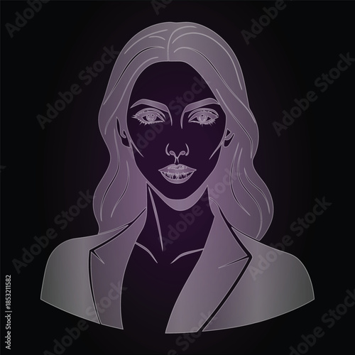 Woman Portrait Silver Tone