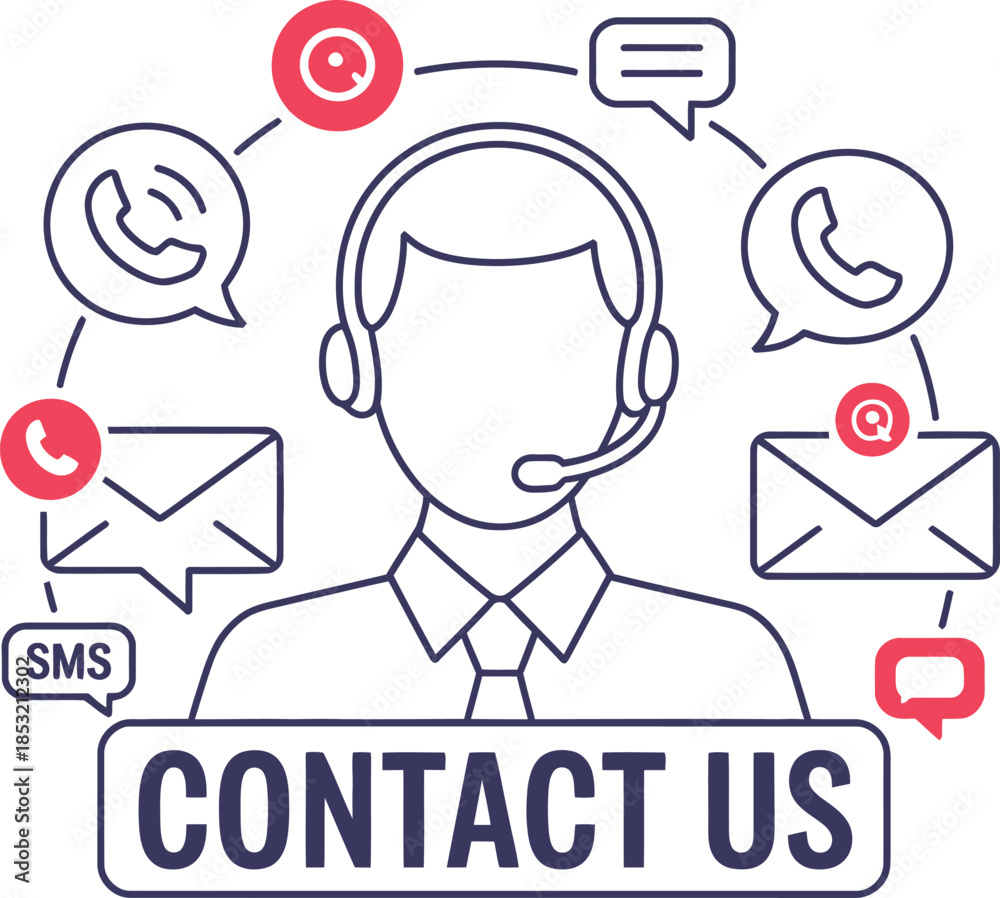 Naklejka premium Contact us customer support concept with various communication channels