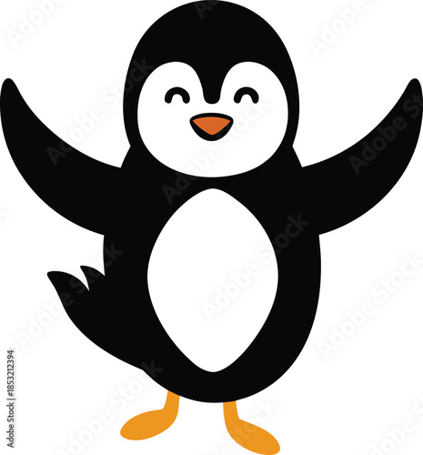 Penguin colorful vector illustration with editable stroke and animal