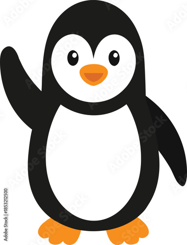 Penguin colorful vector illustration with editable stroke and animal